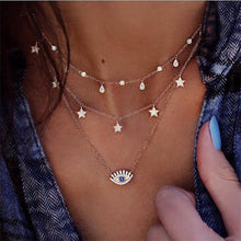 Load image into Gallery viewer, FAMSHIN Bohemian Multi layer Pendant Necklaces For Women Fashion Golden Geometric Charm Chains Necklace Wholesale Jewelry New