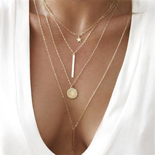 Load image into Gallery viewer, FAMSHIN Bohemian Multi layer Pendant Necklaces For Women Fashion Golden Geometric Charm Chains Necklace Wholesale Jewelry New