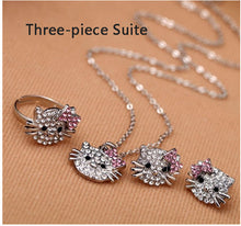 Load image into Gallery viewer, Kids Kitty Cat head Crystal Bracelets For Children Cute Shamballa Bracelet Bangles Strand Bracelets For Girls Jewelry Gift