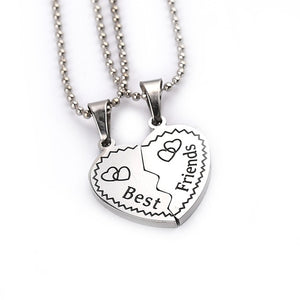 2 pieces / set Fashion Best Friend Stitching Pendant Necklace Rainbow Broken Heart Necklace Female Children BFF Friendship Gift