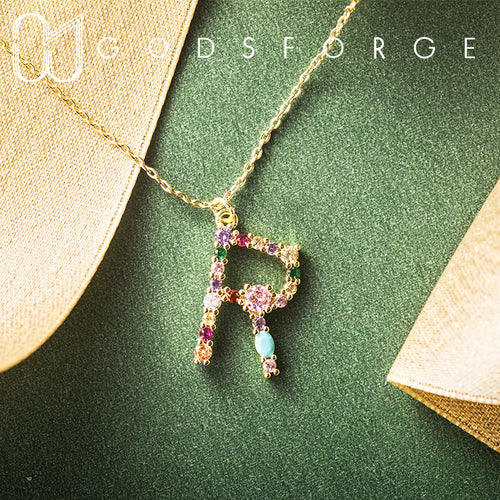 925 silver romantic colorful crystal letter R pendant necklace for women fashion jewelry collier femme 2019 kolye