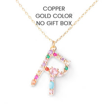 Load image into Gallery viewer, 925 silver romantic colorful crystal letter R pendant necklace for women fashion jewelry collier femme 2019 kolye