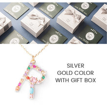 Load image into Gallery viewer, 925 silver romantic colorful crystal letter R pendant necklace for women fashion jewelry collier femme 2019 kolye