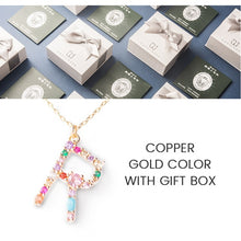 Load image into Gallery viewer, 925 silver romantic colorful crystal letter R pendant necklace for women fashion jewelry collier femme 2019 kolye