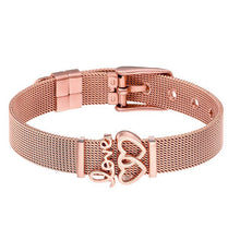 Load image into Gallery viewer, TOGORY Valentine&#39;s Day Gift Stainless Steel Mesh Bracelets Love Heart to Heart Charms Brand Bracelet for Woman Man Jewelry