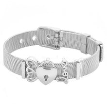 Load image into Gallery viewer, TOGORY Valentine&#39;s Day Gift Stainless Steel Mesh Bracelets Love Heart to Heart Charms Brand Bracelet for Woman Man Jewelry