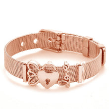 Load image into Gallery viewer, TOGORY Valentine&#39;s Day Gift Stainless Steel Mesh Bracelets Love Heart to Heart Charms Brand Bracelet for Woman Man Jewelry