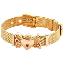 Load image into Gallery viewer, TOGORY Valentine&#39;s Day Gift Stainless Steel Mesh Bracelets Love Heart to Heart Charms Brand Bracelet for Woman Man Jewelry