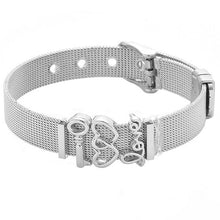 Load image into Gallery viewer, TOGORY Valentine&#39;s Day Gift Stainless Steel Mesh Bracelets Love Heart to Heart Charms Brand Bracelet for Woman Man Jewelry