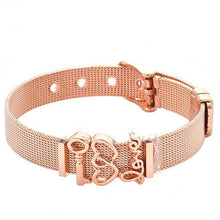 Load image into Gallery viewer, TOGORY Valentine&#39;s Day Gift Stainless Steel Mesh Bracelets Love Heart to Heart Charms Brand Bracelet for Woman Man Jewelry