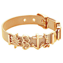 Load image into Gallery viewer, TOGORY Valentine&#39;s Day Gift Stainless Steel Mesh Bracelets Love Heart to Heart Charms Brand Bracelet for Woman Man Jewelry
