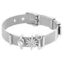 Load image into Gallery viewer, TOGORY Valentine&#39;s Day Gift Stainless Steel Mesh Bracelets Love Heart to Heart Charms Brand Bracelet for Woman Man Jewelry