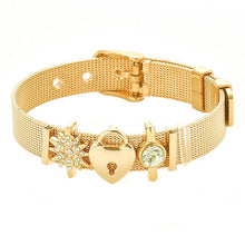 Load image into Gallery viewer, TOGORY Valentine&#39;s Day Gift Stainless Steel Mesh Bracelets Love Heart to Heart Charms Brand Bracelet for Woman Man Jewelry