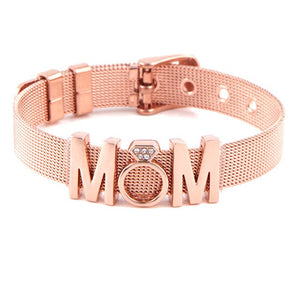 TOGORY Valentine's Day Gift Stainless Steel Mesh Bracelets Love Heart to Heart Charms Brand Bracelet for Woman Man Jewelry