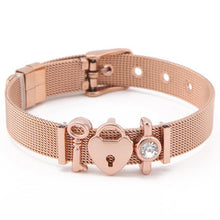 Load image into Gallery viewer, TOGORY Valentine&#39;s Day Gift Stainless Steel Mesh Bracelets Love Heart to Heart Charms Brand Bracelet for Woman Man Jewelry