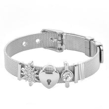 Load image into Gallery viewer, TOGORY Valentine&#39;s Day Gift Stainless Steel Mesh Bracelets Love Heart to Heart Charms Brand Bracelet for Woman Man Jewelry