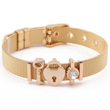 Load image into Gallery viewer, TOGORY Valentine&#39;s Day Gift Stainless Steel Mesh Bracelets Love Heart to Heart Charms Brand Bracelet for Woman Man Jewelry