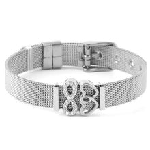 Load image into Gallery viewer, TOGORY Valentine&#39;s Day Gift Stainless Steel Mesh Bracelets Love Heart to Heart Charms Brand Bracelet for Woman Man Jewelry