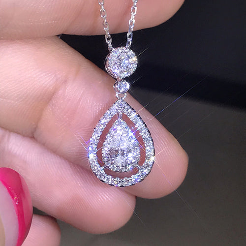 Solid 925 Sliver Necklace Real Diamond Pendant for Women Wedding Bizuteria Topaz Gemstone Jewelry Pendant Sliver S925 Necklaces