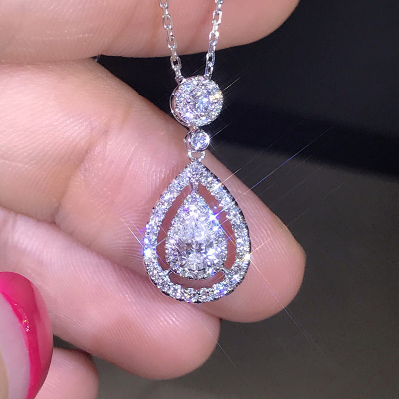 Solid 925 Sliver Necklace Real Diamond Pendant for Women Wedding Bizuteria Topaz Gemstone Jewelry Pendant Sliver S925 Necklaces