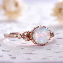 Load image into Gallery viewer, Cellacity 925 Sterling Silver ring with round Moonstone/Opal Gemstone Wedding Engagement Jewelry Finger ring Wholesale lady Gift
