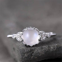 Load image into Gallery viewer, Cellacity 925 Sterling Silver ring with round Moonstone/Opal Gemstone Wedding Engagement Jewelry Finger ring Wholesale lady Gift