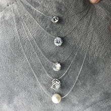 Load image into Gallery viewer, SUMENG New Personality Fashion Square Imitation Pearl Crystal Zircon Necklace Invisible Transparent Fishing Line Necklace Women