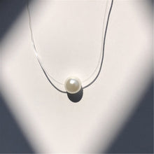 Load image into Gallery viewer, SUMENG New Personality Fashion Square Imitation Pearl Crystal Zircon Necklace Invisible Transparent Fishing Line Necklace Women