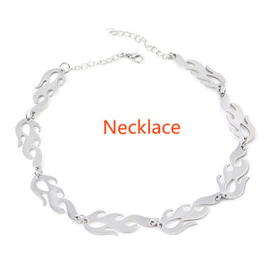 SG Punk Thorns Necklace Padlock Barbed Wire Bramble Lock Rock Chain Bracelet Oorbellen Hip Hop Collar Lady Girl Fashion Jewelry