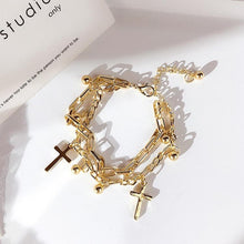 Load image into Gallery viewer, HZ 2019 Cool Lock Cross Punk Rock Chain Adjustable Bracelet Long Chain Silver Alloy Stainless Metal Line for Women Jewelry Party