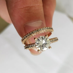 4Colors Princess Luxury Propose Trendy Sparkling Round Cut Zircon Ring Set Women Brilliant Shiny Stone Wedding Rings Teen Girls