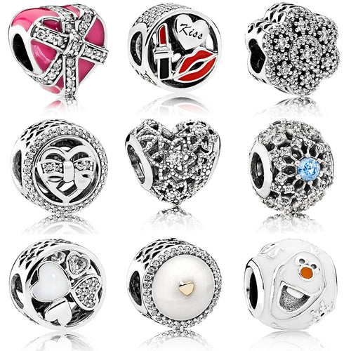 Hot Sale Silver Beads Hollow Gift Box Flower Bow Crystal Glaze Bead For 925 Original Pandora Charm Bracelets & Bangles Jewelry