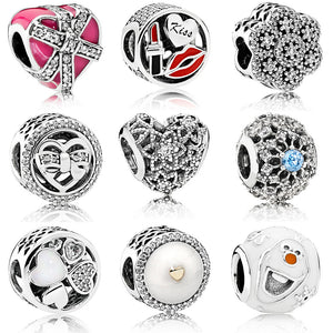 Hot Sale Silver Beads Hollow Gift Box Flower Bow Crystal Glaze Bead For 925 Original Pandora Charm Bracelets & Bangles Jewelry