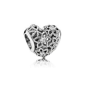 Hot Sale Silver Beads Hollow Gift Box Flower Bow Crystal Glaze Bead For 925 Original Pandora Charm Bracelets & Bangles Jewelry