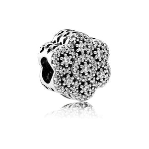Hot Sale Silver Beads Hollow Gift Box Flower Bow Crystal Glaze Bead For 925 Original Pandora Charm Bracelets & Bangles Jewelry