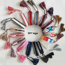 Load image into Gallery viewer, Fashion Brand Style Fabric Bangle DIY logo Hand-Embroidery Stripe Cotton Weaving Bracelets For Women