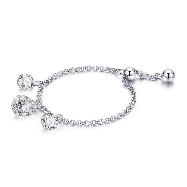 BAMOER 100% Authentic 925 Sterling Silver Anchor & Rudder Chain Link Adjustable Female Rings for Women Fine Jewelry Gift SCR236