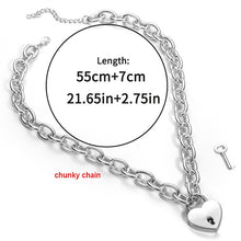 Load image into Gallery viewer, Love heart lock necklace with key women metal padlock chain Necklaces pendant collar 2019 trendy fashion jewelry