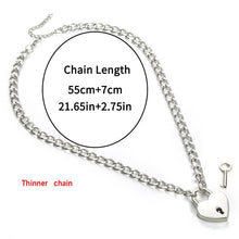 Load image into Gallery viewer, Love heart lock necklace with key women metal padlock chain Necklaces pendant collar 2019 trendy fashion jewelry