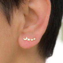Load image into Gallery viewer, SMJEL Bohemian Vintage Earrings Jewelry Leaf Geometric Round Stud Earrings for Women Simple Bar Leaf Earing Ear Climber Girls