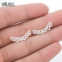 Load image into Gallery viewer, SMJEL Bohemian Vintage Earrings Jewelry Leaf Geometric Round Stud Earrings for Women Simple Bar Leaf Earing Ear Climber Girls