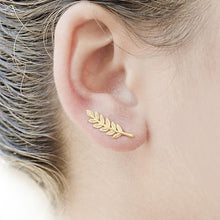 Load image into Gallery viewer, SMJEL Bohemian Vintage Earrings Jewelry Leaf Geometric Round Stud Earrings for Women Simple Bar Leaf Earing Ear Climber Girls