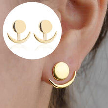 Load image into Gallery viewer, SMJEL Bohemian Vintage Earrings Jewelry Leaf Geometric Round Stud Earrings for Women Simple Bar Leaf Earing Ear Climber Girls