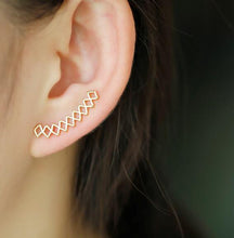 Load image into Gallery viewer, SMJEL Bohemian Vintage Earrings Jewelry Leaf Geometric Round Stud Earrings for Women Simple Bar Leaf Earing Ear Climber Girls