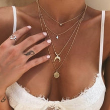 Load image into Gallery viewer, 17KM Boho Gold Necklaces Pendants For Women Vintage Y Lock Moon Pearl Star Necklace 2019 Female Collar Choker Fashion Jewelry