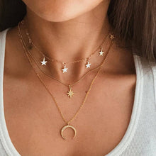 Load image into Gallery viewer, 17KM Boho Gold Necklaces Pendants For Women Vintage Y Lock Moon Pearl Star Necklace 2019 Female Collar Choker Fashion Jewelry