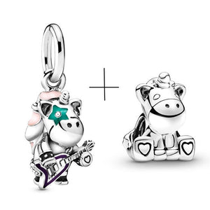 BAOPON 2Pcs/lot Cartoon Mickey Minnie Beads Fits Pandora Bracelet Necklace DIY Making Charms Bracelet For Women Jewelry Gifts