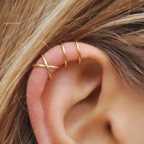 Modyle 5Pcs/Set 2019 fashion Ear Cuffs Gold Leaf Ear Cuff Clip Earrings for women Climbers No Piercing Fake Cartilage Earring