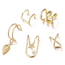 Load image into Gallery viewer, Modyle 5Pcs/Set 2019 fashion Ear Cuffs Gold Leaf Ear Cuff Clip Earrings for women Climbers No Piercing Fake Cartilage Earring