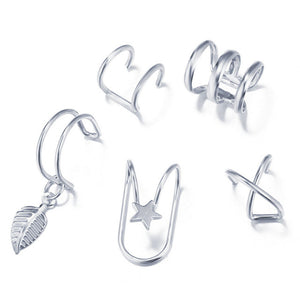 Modyle 5Pcs/Set 2019 fashion Ear Cuffs Gold Leaf Ear Cuff Clip Earrings for women Climbers No Piercing Fake Cartilage Earring